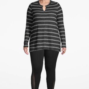 Lane Bryant 26/28 active black striped tunic plus